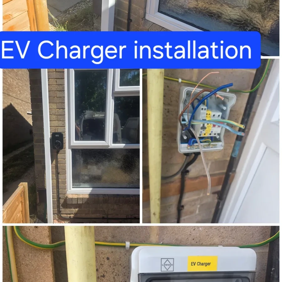 EV charge point fitted beside a back door with its own isolator enclosure