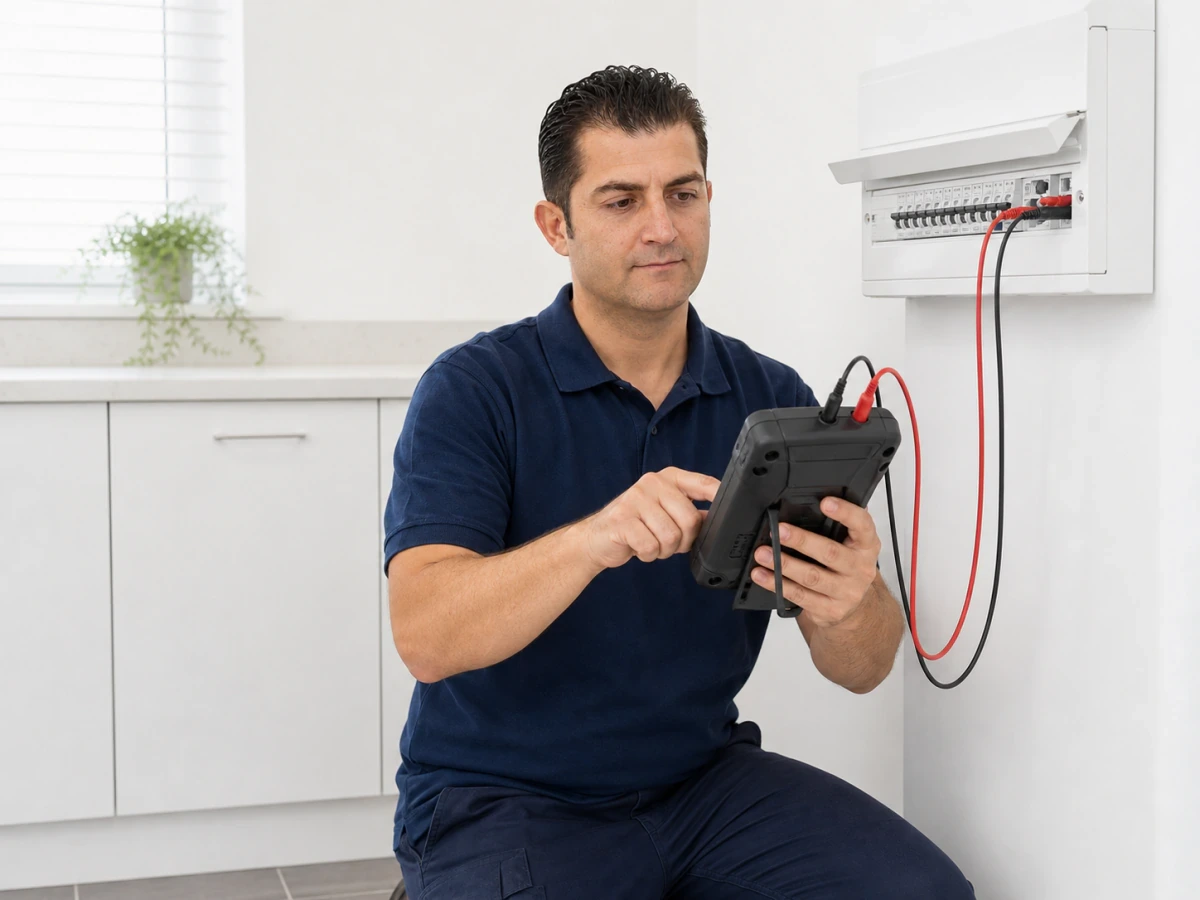 Multifunction tester in use during an EICR inspection by MX2 Electrical